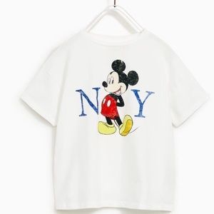 Zara Kids Collection Disney Mickey Mouse New York Shirt Size 13/14